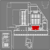 Piantina generale del piano terra con evidenziata la localizzazione del Foyer